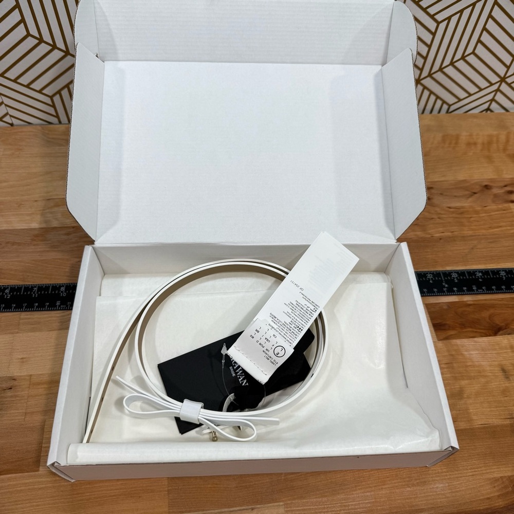 Vera Wang Bridal Off White Women Belt Bow Leather Crocus Belt Elegant Thin New - Picture 9 of 11